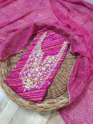 Georgette suit set with zardozi handwork