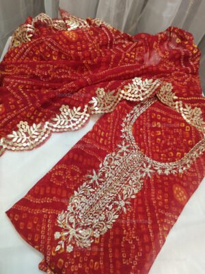 Georgette suit set with zardozi handwork and work dupatta
