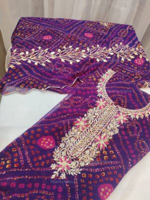 Georgette suit set with zardozi handwork and work dupatta