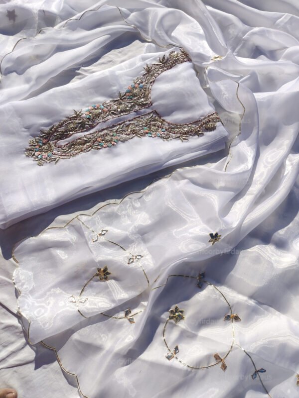 Glass Tissue suit set with Zardozi handwork and work dupatta - Image 2