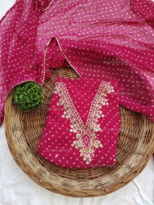 Georgette suit set with zardozi handwork