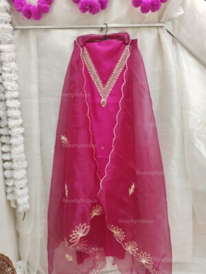 Roman Silk suit set with zardozi work and work dupatta