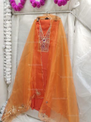 Roman Silk suit set with zardozi work and work dupatta