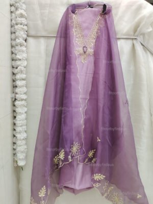 Roman Silk suit set with zardozi work and work dupatta