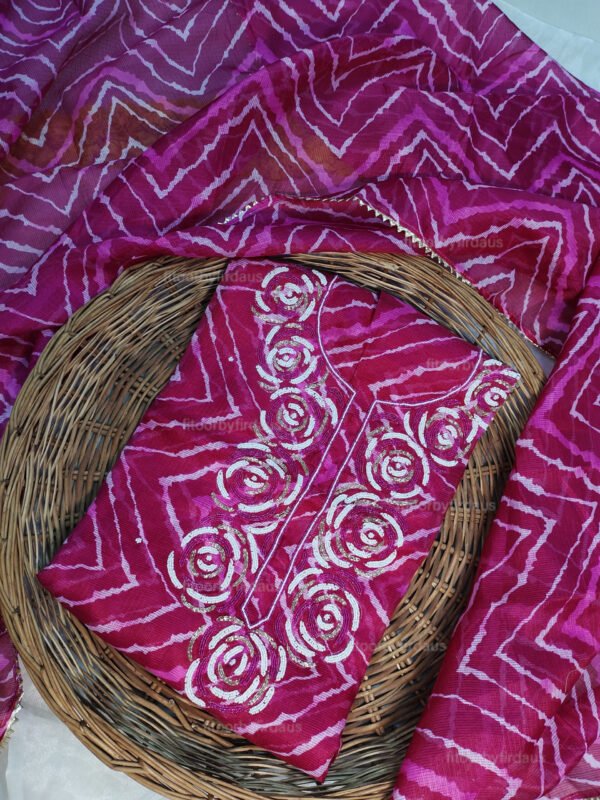 Kota doria suit set with beaded handwork - Image 5