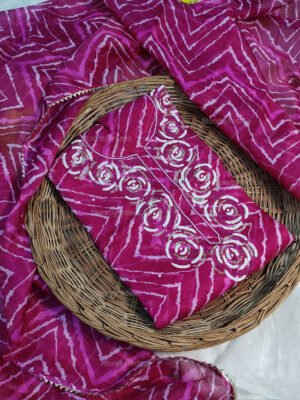 Kota doria suit set with beaded handwork
