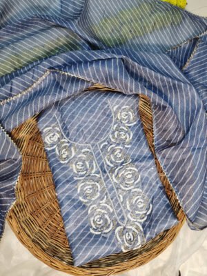 Kota doria suit set with beaded handwork
