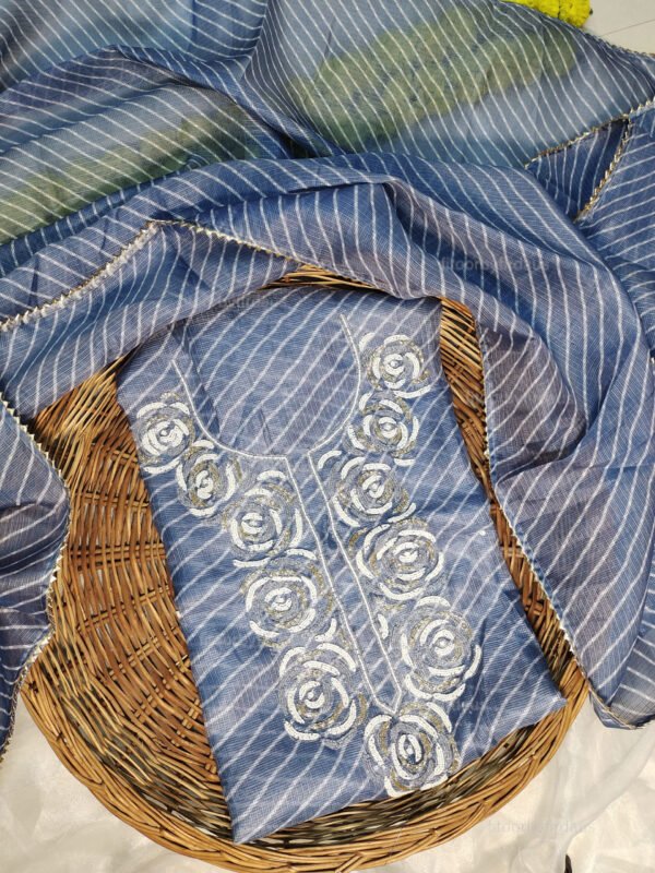 Kota doria suit set with beaded handwork