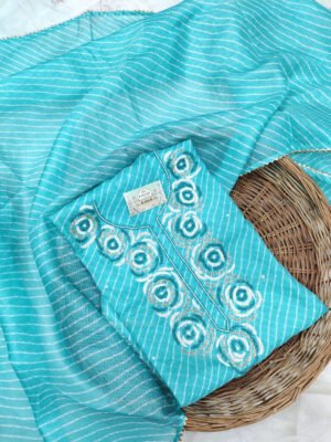 Kota doria suit set with beaded handwork