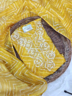 Kota doria suit set with beaded handwork