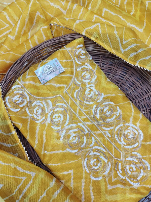 Kota doria suit set with beaded handwork - Image 4