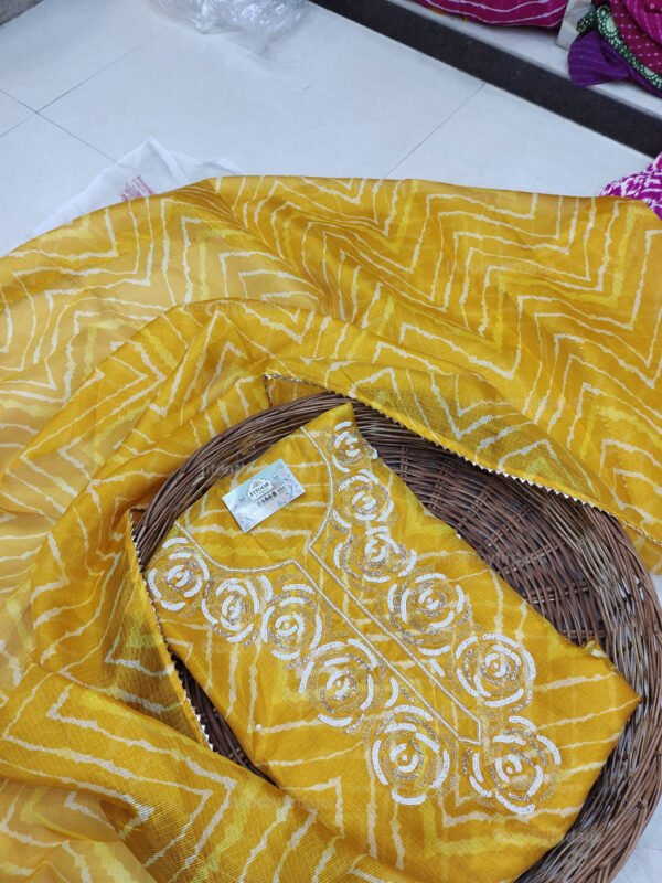 Kota doria suit set with beaded handwork - Image 3