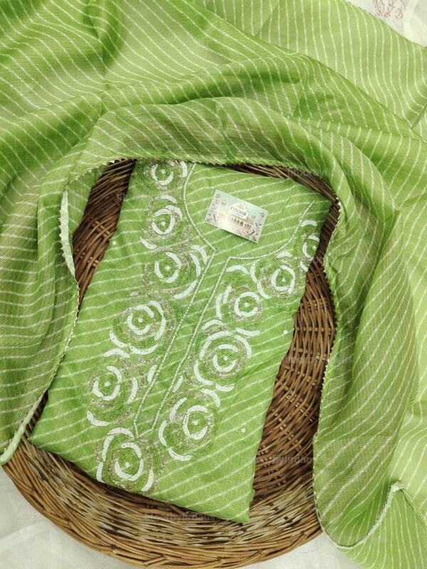 Kota doria suit set with beaded handwork - Image 2