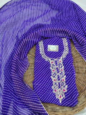 Georgette suit set with zardozi handwork