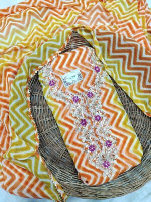 Georgette suit set with zardozi handwork