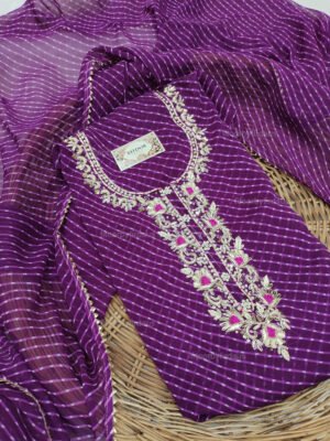 Georgette suit set with zardozi handwork