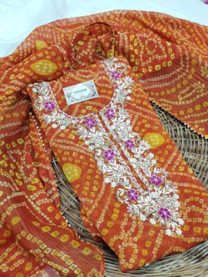 Georgette suit set with zardozi handwork