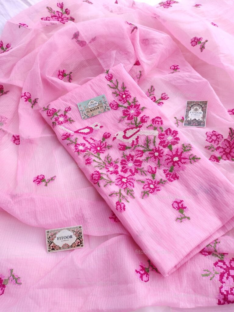 Kota Doria delicate embroidery work suit set