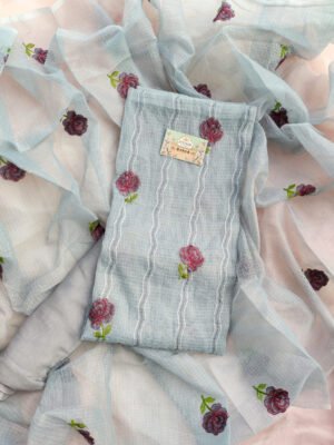 Kota Doria delicate embroidery work suit set