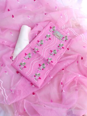 Kota Doria delicate embroidery work suit set