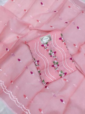 Kota Doria delicate embroidery work suit set
