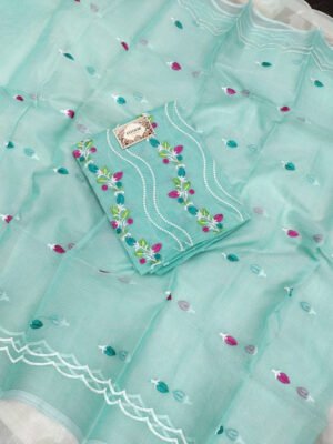 Kota Doria delicate embroidery work suit set