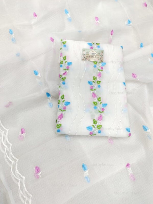 Kota Doria delicate embroidery work suit set - Image 4