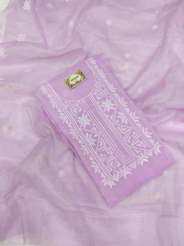 Kota Doria delicate embroidery work suit set - Image 3