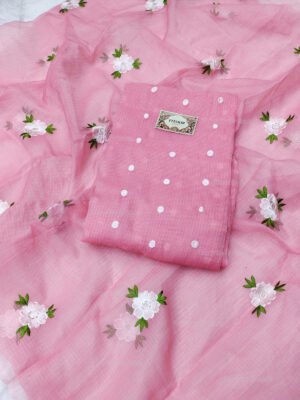 Kota Doria delicate embroidery work suit set