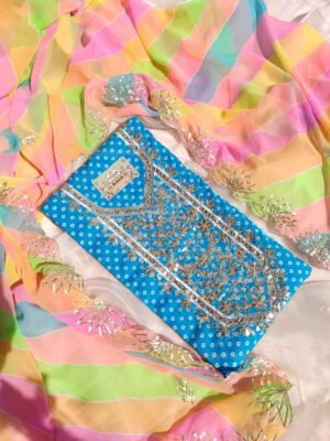 Cotton suit set with Gotta patti handwork with georgette dupatta