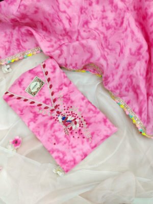 Kota doria suit set with beaded Handwork