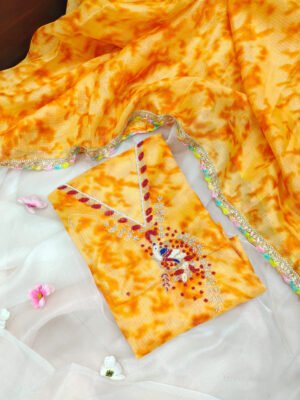 Kota doria suit set with beaded Handwork