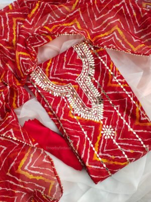 Kota doria suit set with Mirror Handwork