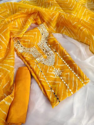 Kota doria suit set with Mirror Handwork