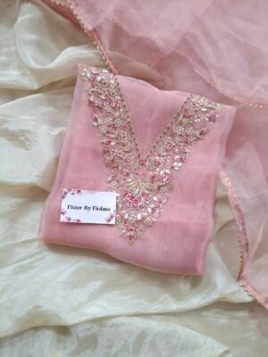 Organza suit set with zardozi work