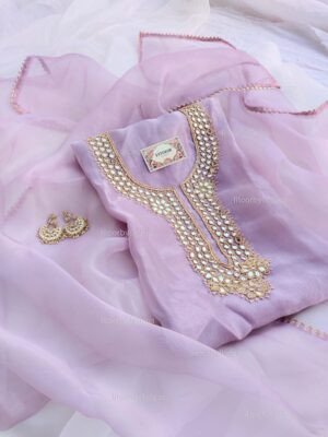 Organza suit set with mirror and beaded work