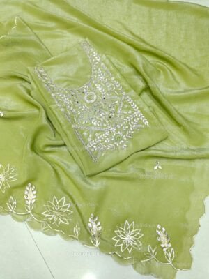 Crushed Tissue suit set with Gota patti handwork