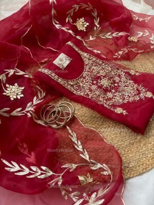 Organza suit set with gota patti work