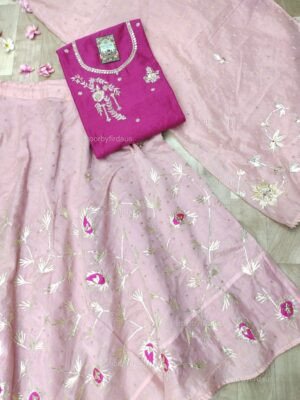 Chanderi Skirt Suit Set with zardozi work