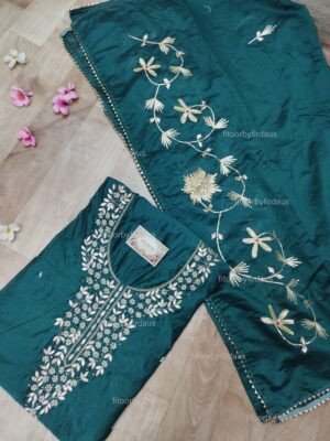 Chanderi cotton suit set with gota patti handwork