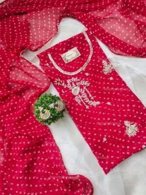 Georgette suit set with zardozi handwork