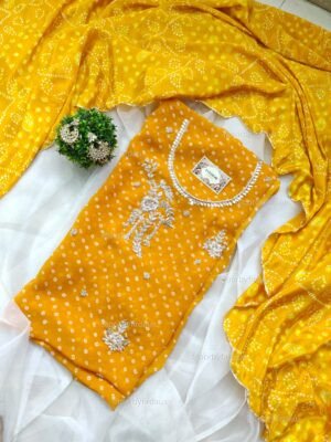 Georgette suit set with zardozi handwork