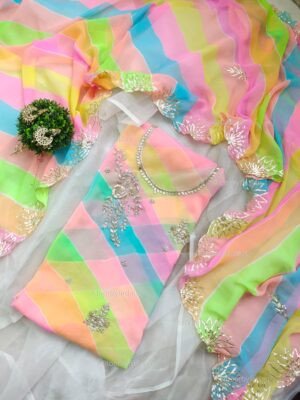 Georgette suit set with zardozi handwork