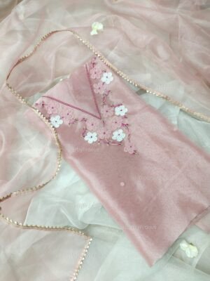 Organza suit set with beaded handwork