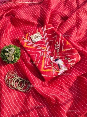 Kota doria suit set with beaded handwork