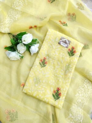 Kota Doria delicate embroidery work suit set