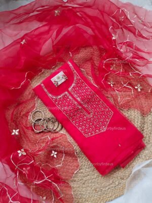 Organza suit set with gota patti work