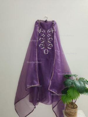 Organza suit set with beaded handwork