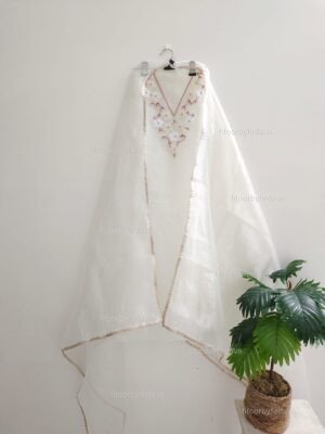 Organza suit set with beaded handwork