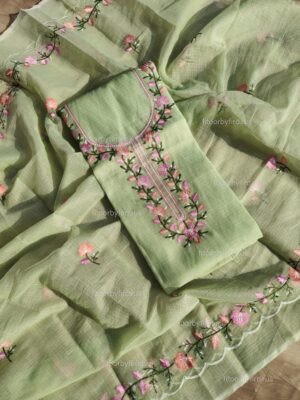 Kota Doria delicate embroidery work suit set